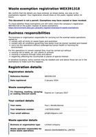 View Waste Exemption, Haydock T1 Certificate in a new tab